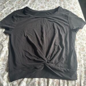 ZYIA Black Twist Front Short Sleeve Top